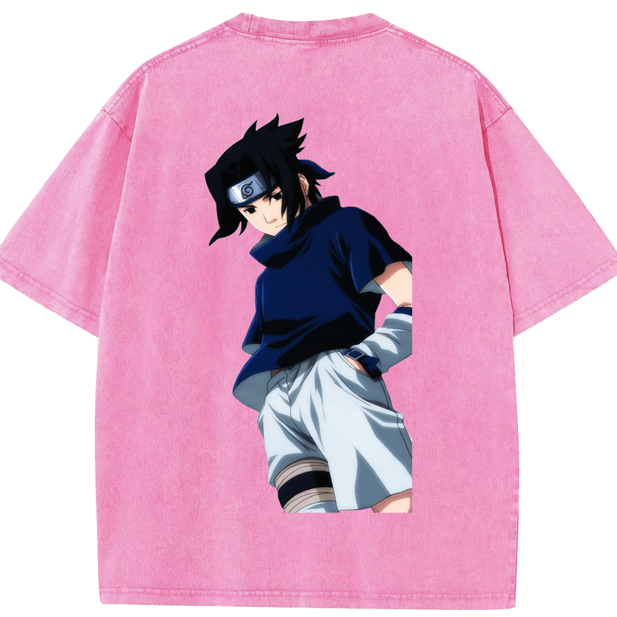 （画像用） NARUTO -ナルト- うちは サスケ Uchiha Sasuke 綿100% ヴィンテージ風 半袖Tシャツ（背面プリント）
